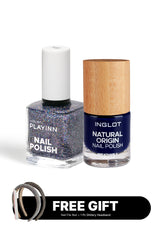 PLAYINN NAIL POLISH - BUNDLE NIGHT COLLECTION, FREE Nail File & Bando Glitter