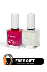 PLAYINN NAIL POLISH - BUNDLE DAY COLLECTION, FREE Nail Remover & Bando Glitter