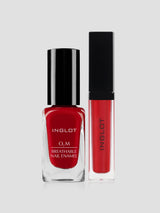 RED-TWO GO BUNDLE - O2M BREATHABLE NAIL ENAMEL 621 & HD LIP TINT MATTE 12