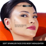 GLOW AND GLOSS BUNDLE - BUY SOFT SPARKLER FACE EYES BODY HIGHLIGHTER FREE LIPSATIN LIPSTICK TRAVEL SIZE