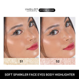 GLOW AND GLOSS BUNDLE - BUY SOFT SPARKLER FACE EYES BODY HIGHLIGHTER FREE LIPSATIN LIPSTICK TRAVEL SIZE