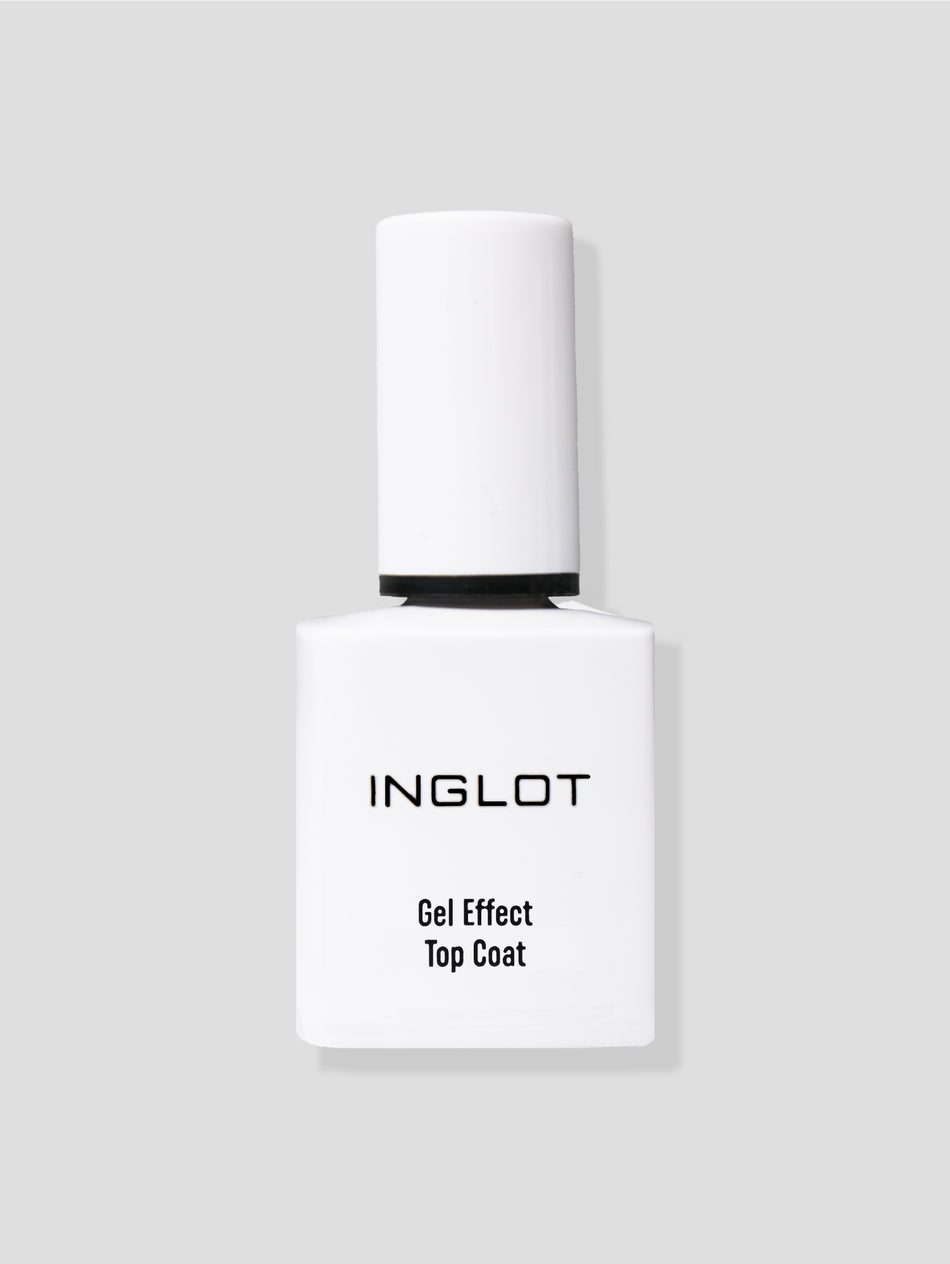 INGLOT Gel Effect Top Coat - Kutek Halal Bening/Transparan/Clear Gel-Like Finish, High Shine, 15ml